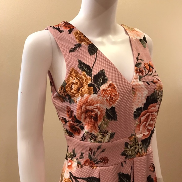Haute Monde Sleeveless Floral Dress Size Large Pink Fit Flare - Picture 3 of 15